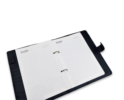 Luxury Full Grain Leather A5 Planner Binder - Black