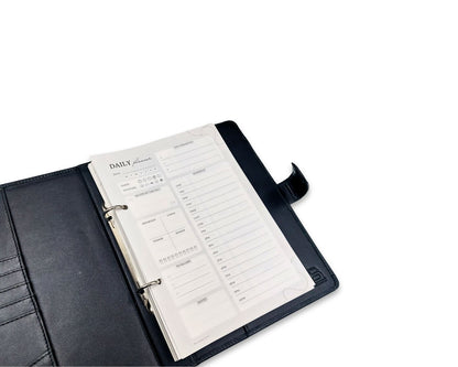 Luxury Full Grain Leather A5 Planner Binder - Black