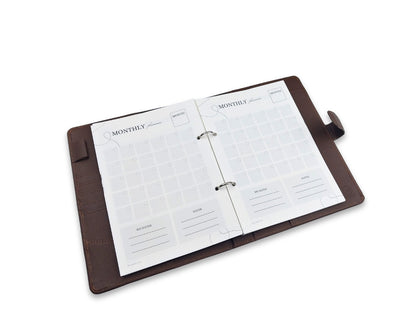 Luxury Full Grain Leather A5 Planner Binder - Brown