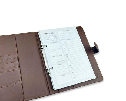 Luxury Full Grain Leather A5 Planner Binder - Brown