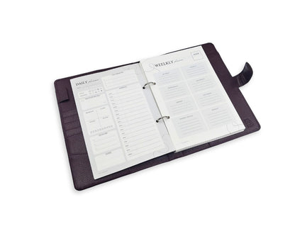 Luxury Full Grain Leather A5 Planner Binder - Wine