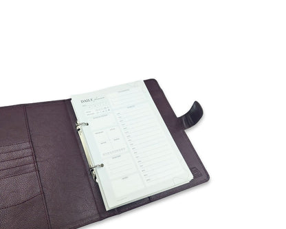 Luxury Full Grain Leather A5 Planner Binder - Wine