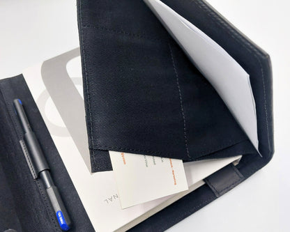 OrbitNote – Leather Diary with Organizer Pockets - Black