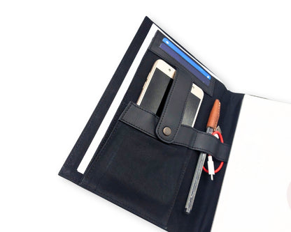 OrbitNote – Leather Diary with Organizer Pockets - Black