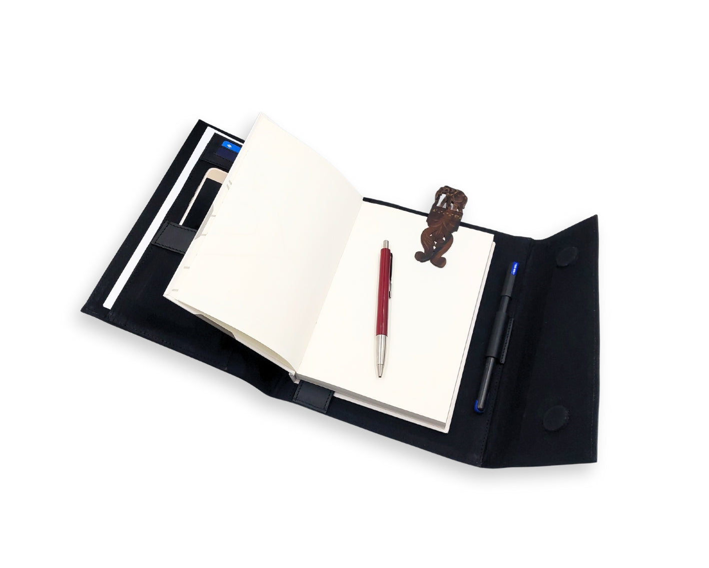 OrbitNote – Leather Diary with Organizer Pockets - Black