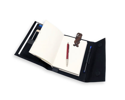 OrbitNote – Leather Diary with Organizer Pockets - Black