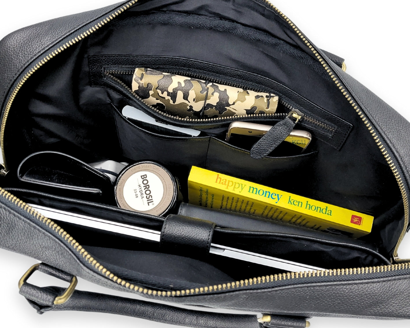 Stride Leather Laptop Bag - Black