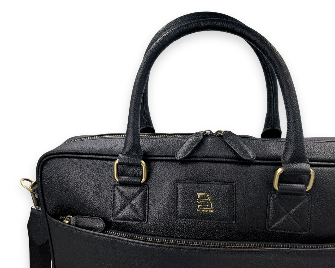 Stride Leather Laptop Bag - Black