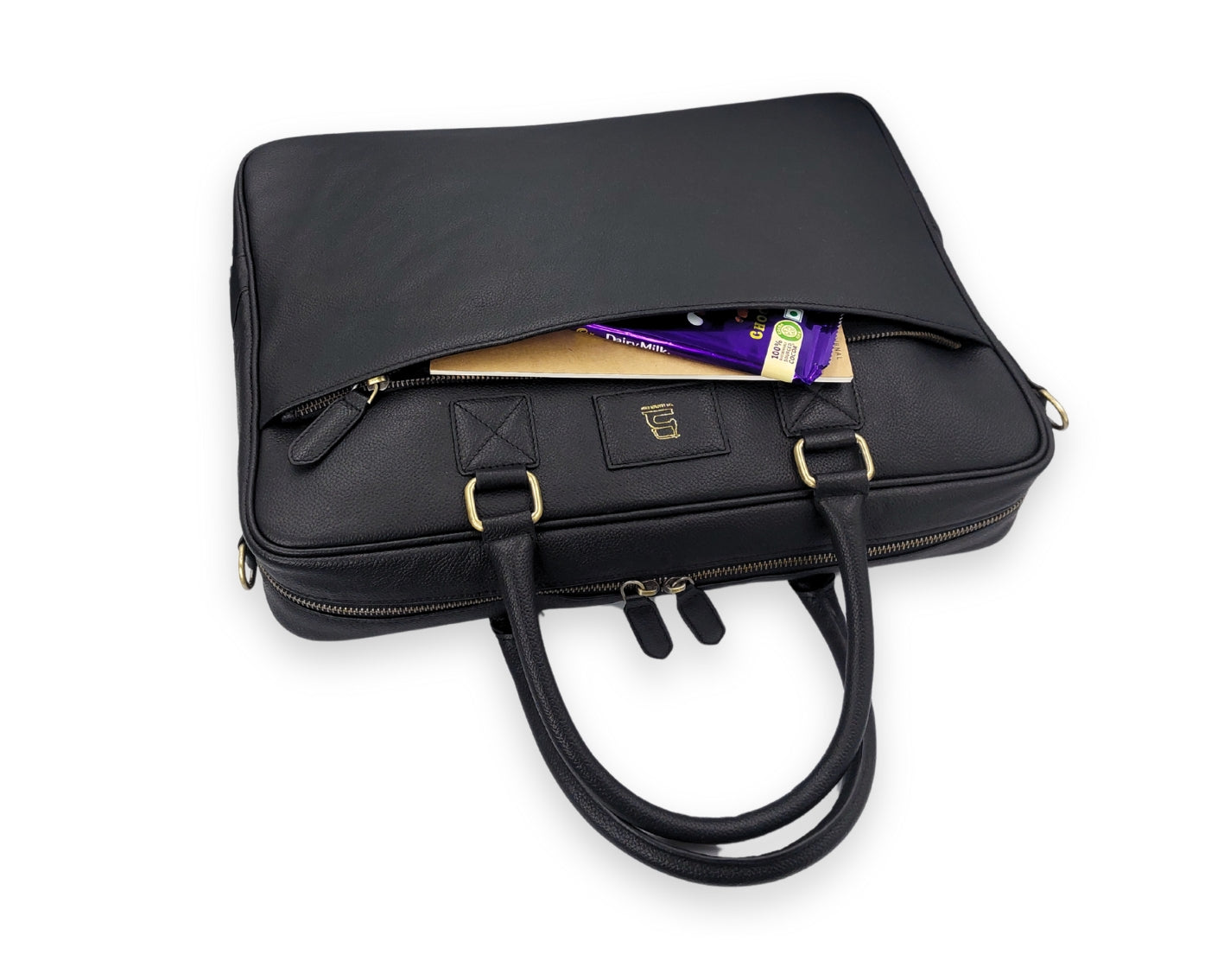 Stride Leather Laptop Bag - Black