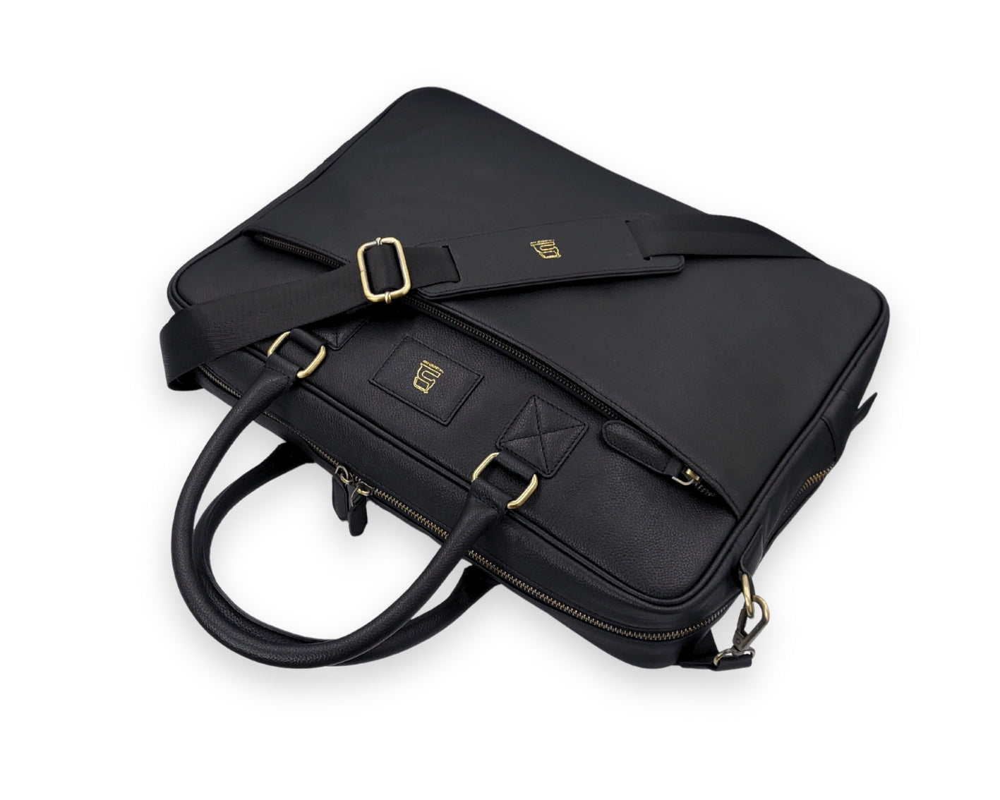 Stride Leather Laptop Bag - Black