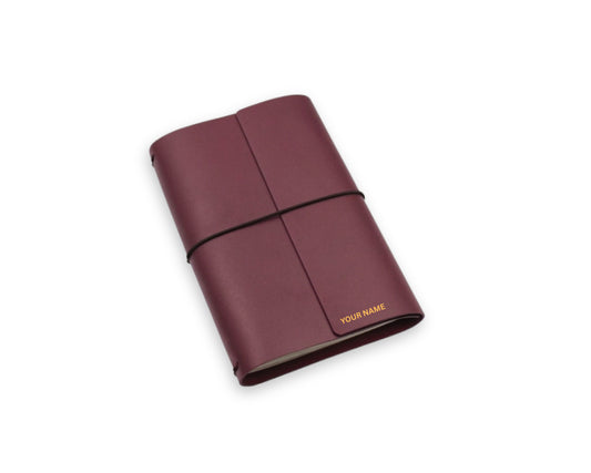 Handmade Leather Trifold Field Journal - Old Mauve - Travel Notebook (With your Name Customisation)