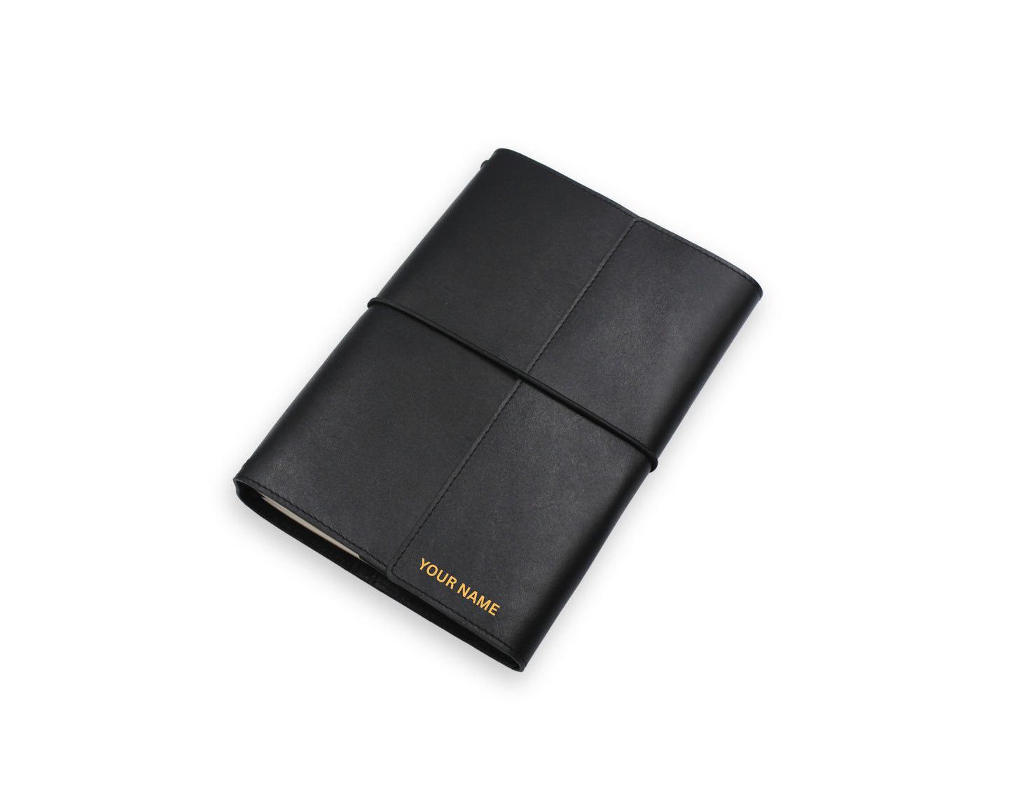 Trifold-Utility Journal with Pockets - Black - A5 Size (With your Name Customisation)