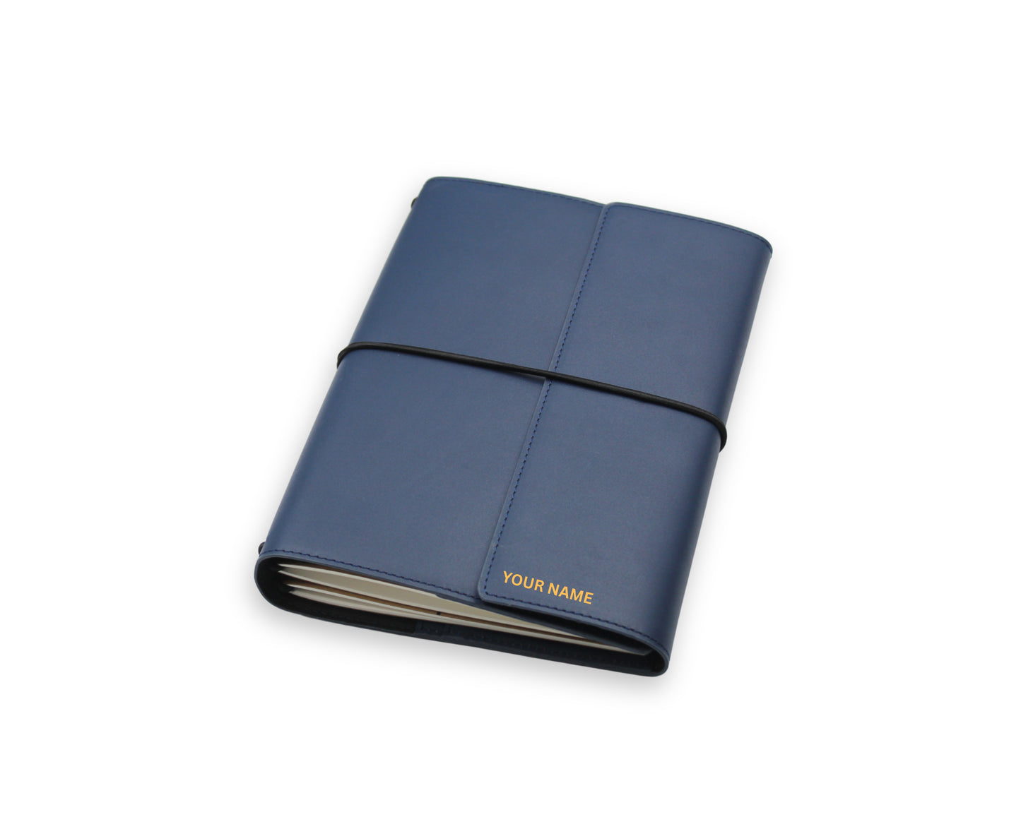 Trifold-Utility Journal with Pockets - Blue - A5 Size (With your Name Customisation)