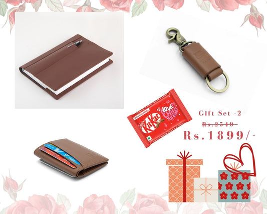 Valentine’s Gift Set for Him: Enfold Diary, Mini Wallet, Leather key Loop & Free KitKat