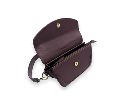 Luna Curve Crossbody – Dual Strap Leather Sling Bag for Women - Wine