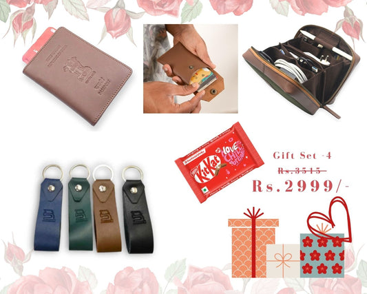 Valentine’s Gift Set for Him: Ashoka Elite Passport Wallet, Wave Card + Coin Wallet, Tech Pouch - MINI, Key Edge & Free KitKat