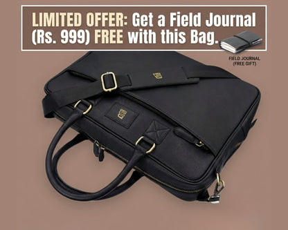 Stride Leather Laptop Bag - Black