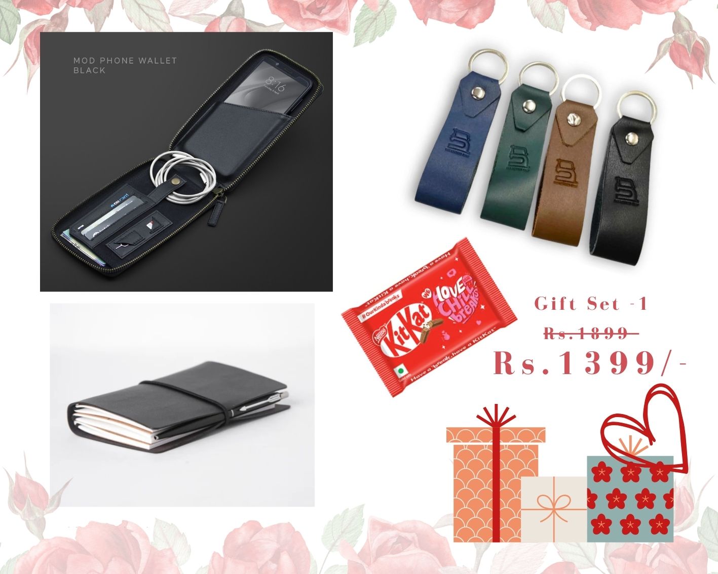 Valentine’s Gift Set for Him: Mod Wallet, Field Journal, Key Edge & Free KitKat