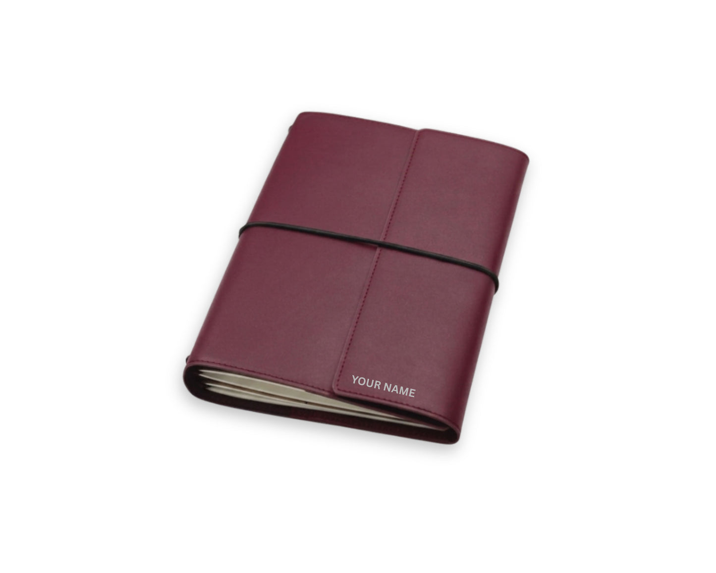 Trifold-Utility Journal with Pockets - Old Mauve (A5 Size) With Your Name Customisation