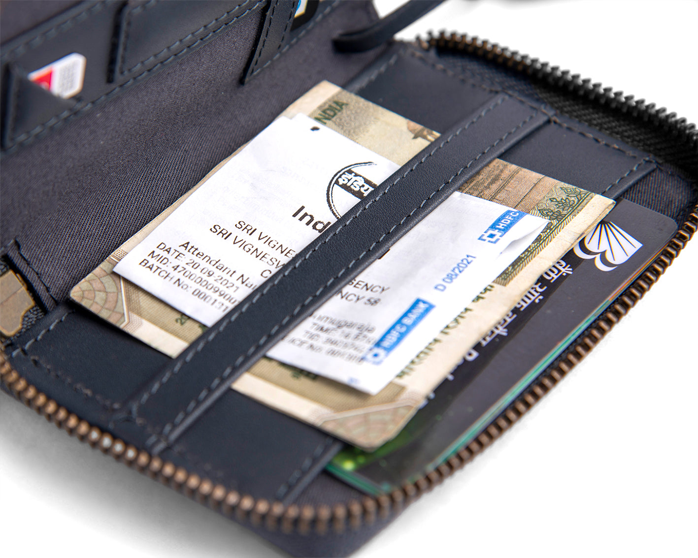 Compact Zipper Wallet - Midnight Blue