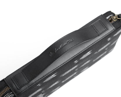 Bank Organiser - Black Ikkat + Leather