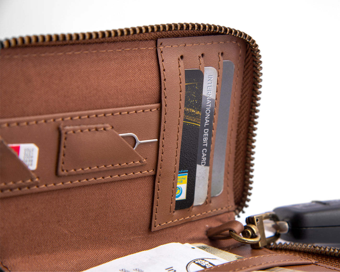 Compact Zipper Wallet - TAN