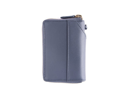Compact Midnight Blue set (Compact Zipper Wallet - Midnight Blue + Leather Key Loop - Midnight Blue)