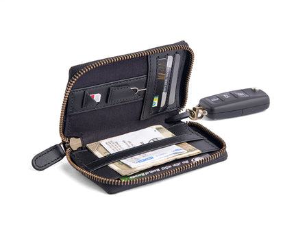 (Compact Zipper Wallet- Black + Mini Wallet - Black)
