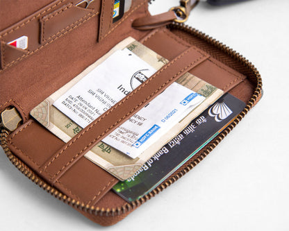 (Compact Zipper Wallet + Mini Wallet - Tan)