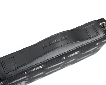 Bank Organiser - Black Ikkat + Leather
