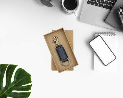 Leather Key Loop - Midnight Blue