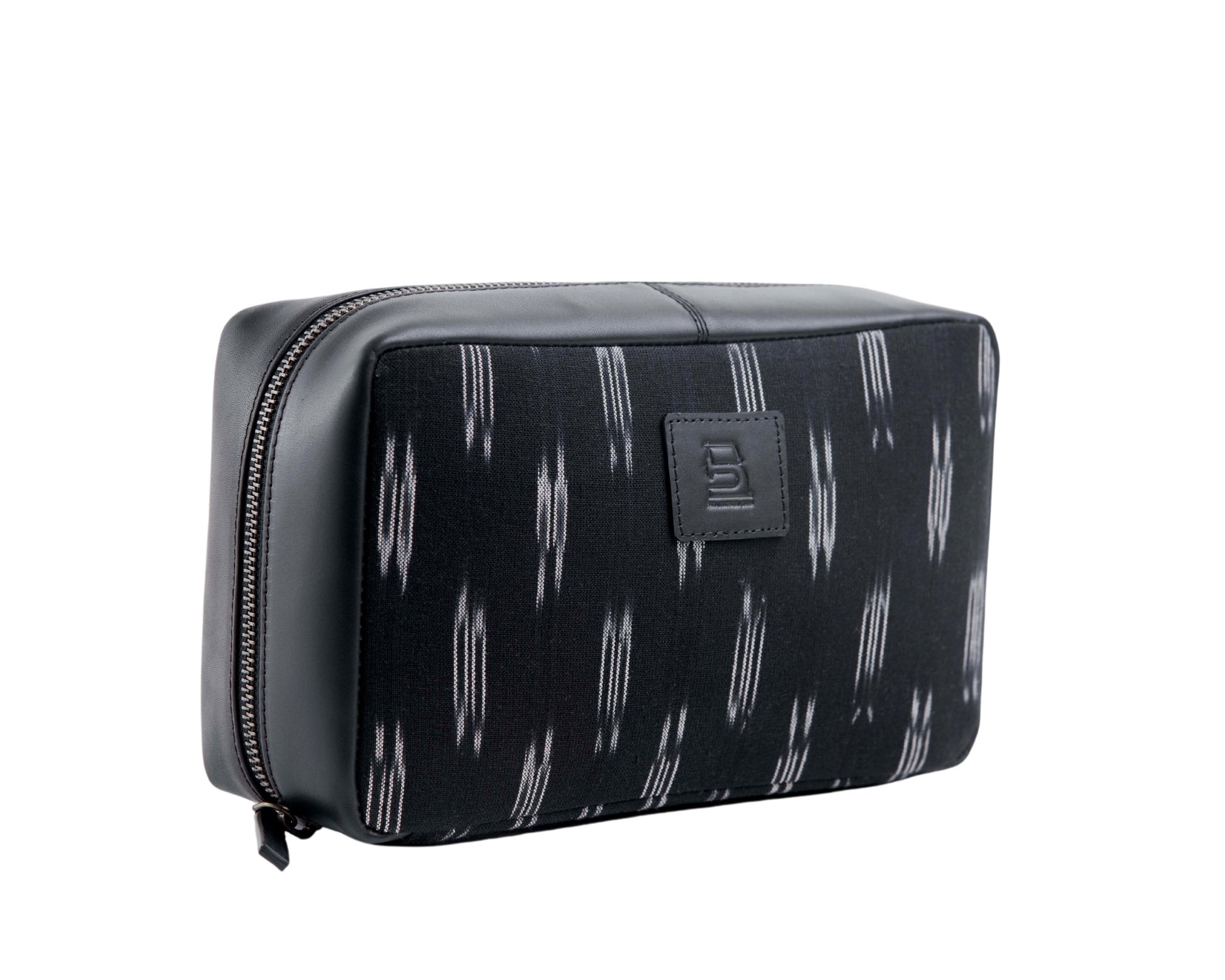 Tech Pouch - Black IKAT + Leather – The Leather Chef
