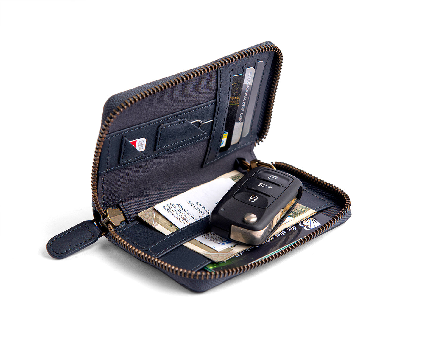 Compact Zipper Wallet - Midnight Blue