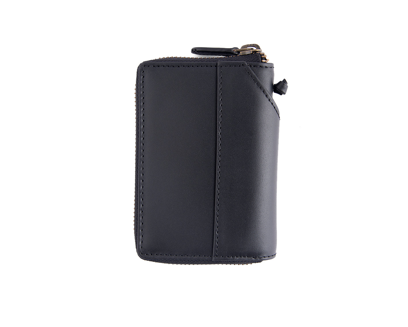 Jet Black Set (Compact Zipper Wallet - BLACK + Leather Key Loop - BLACK)