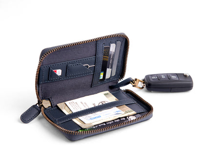 (Compact Zipper Wallet + Mini Wallet - Midnight Blue)