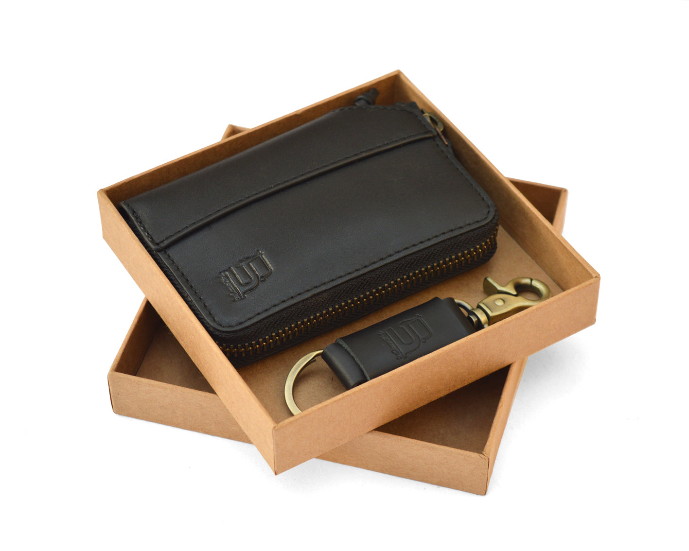Compact Zipper Wallet - BLACK