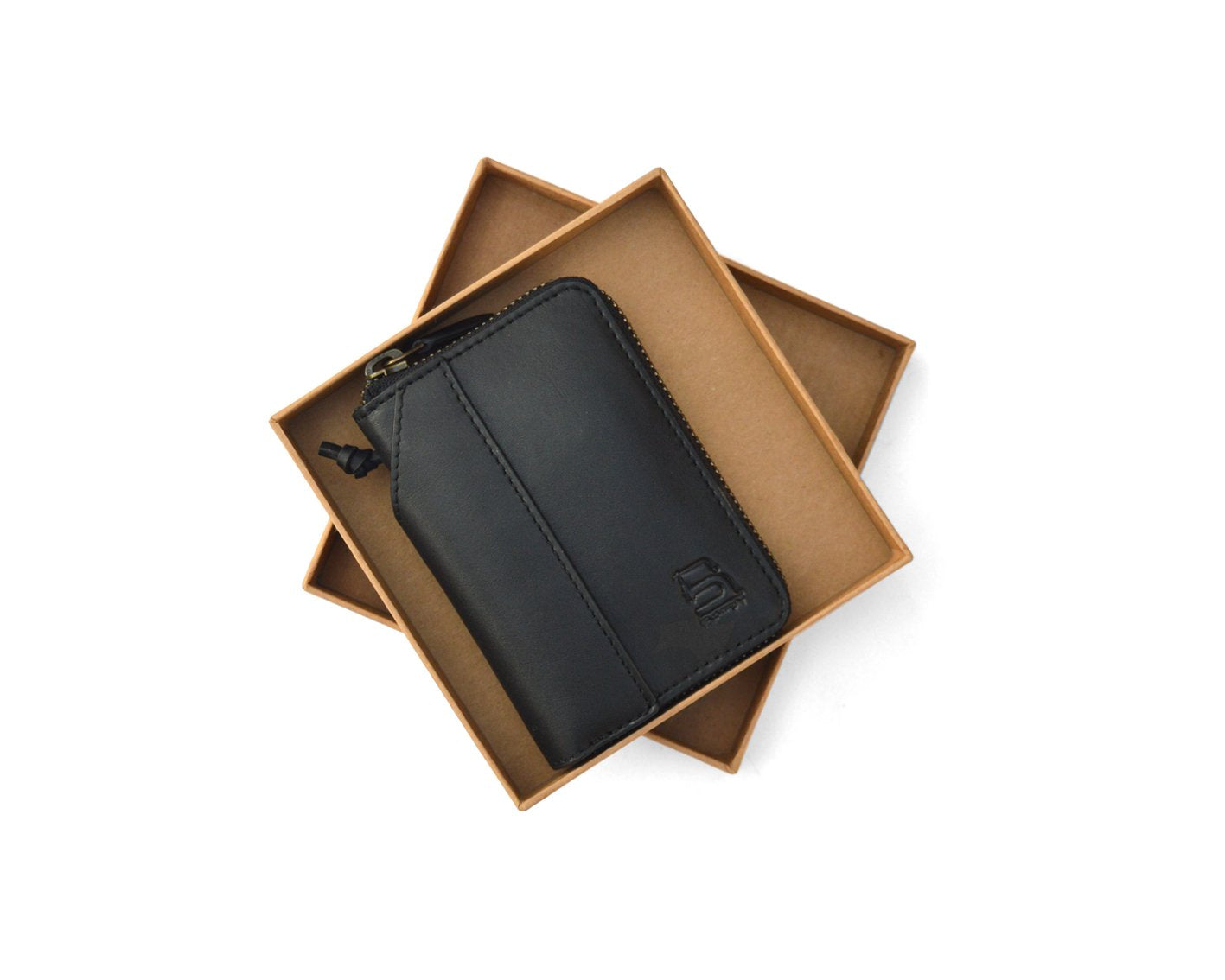 (Compact Zipper Wallet- Black + Mini Wallet - Black)